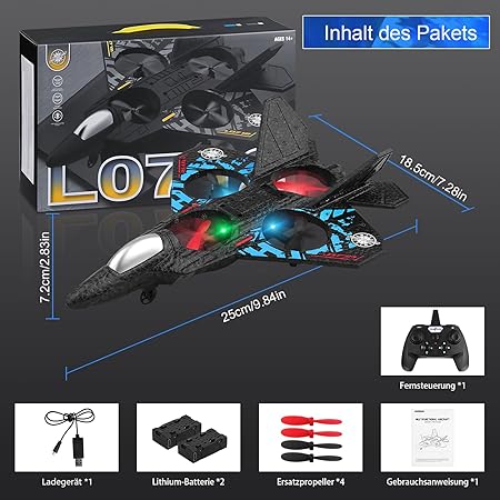 Remote Controlled Aeroplane L0712 Drone with LED Lights, 3D Stunt & Hovering