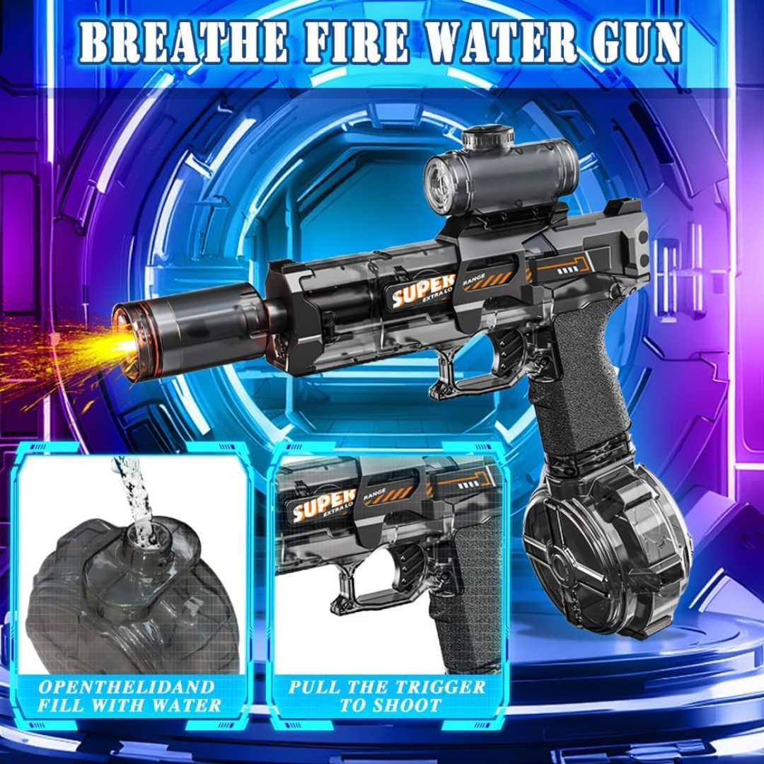 Electric Water Gun – High Pressure 32ft Range | LED Lights | USB-C Rechargeable
