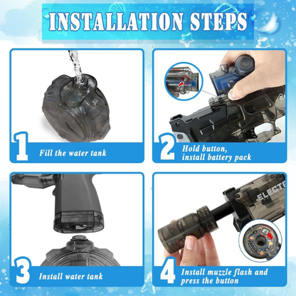 Electric Water Gun – High Pressure 32ft Range | LED Lights | USB-C Rechargeable