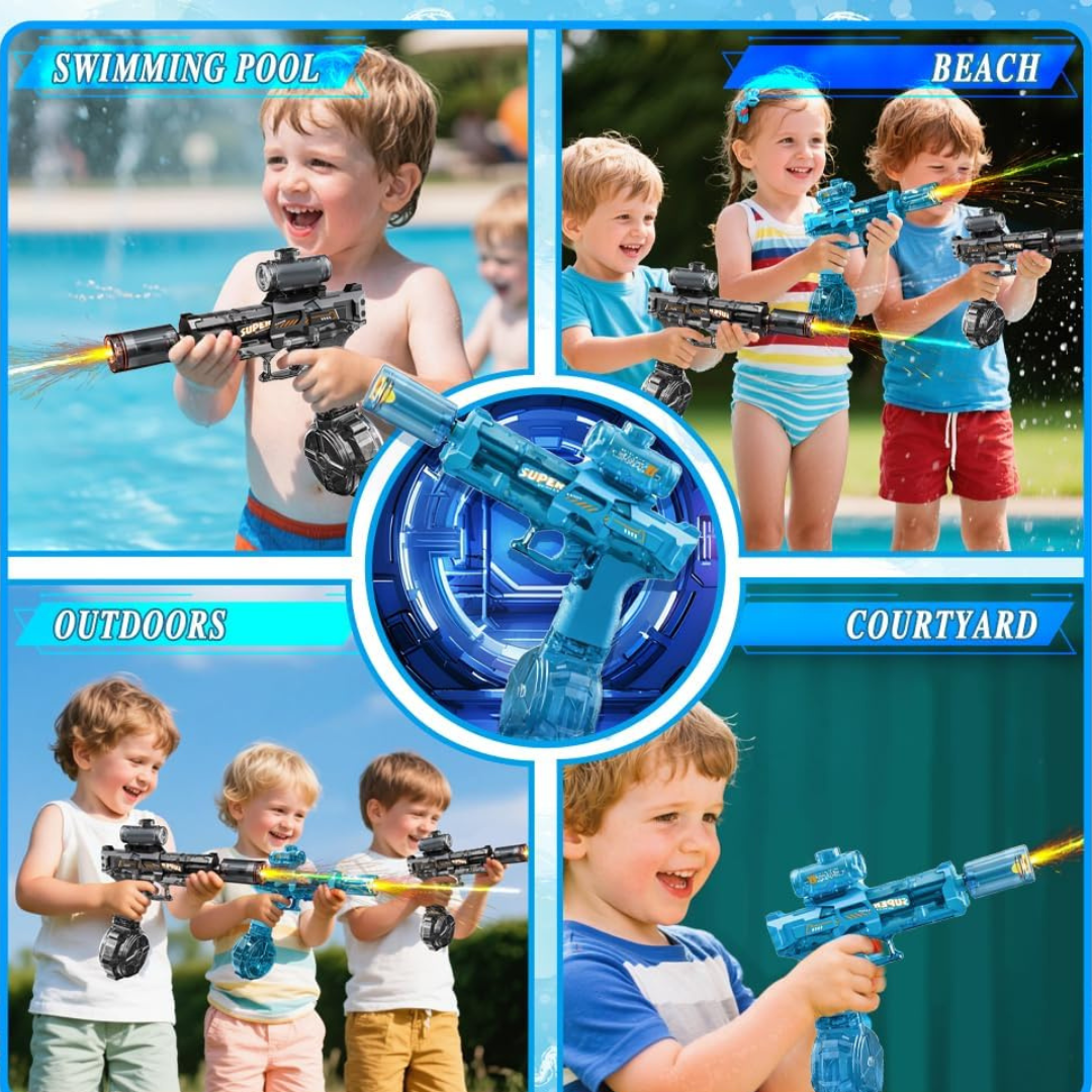 Electric Water Gun – High Pressure 32ft Range | LED Lights | USB-C Rechargeable