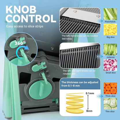 Vegetable Chopper & Food Slicer – 40-in-1 Mandoline with Safe Blade Guard