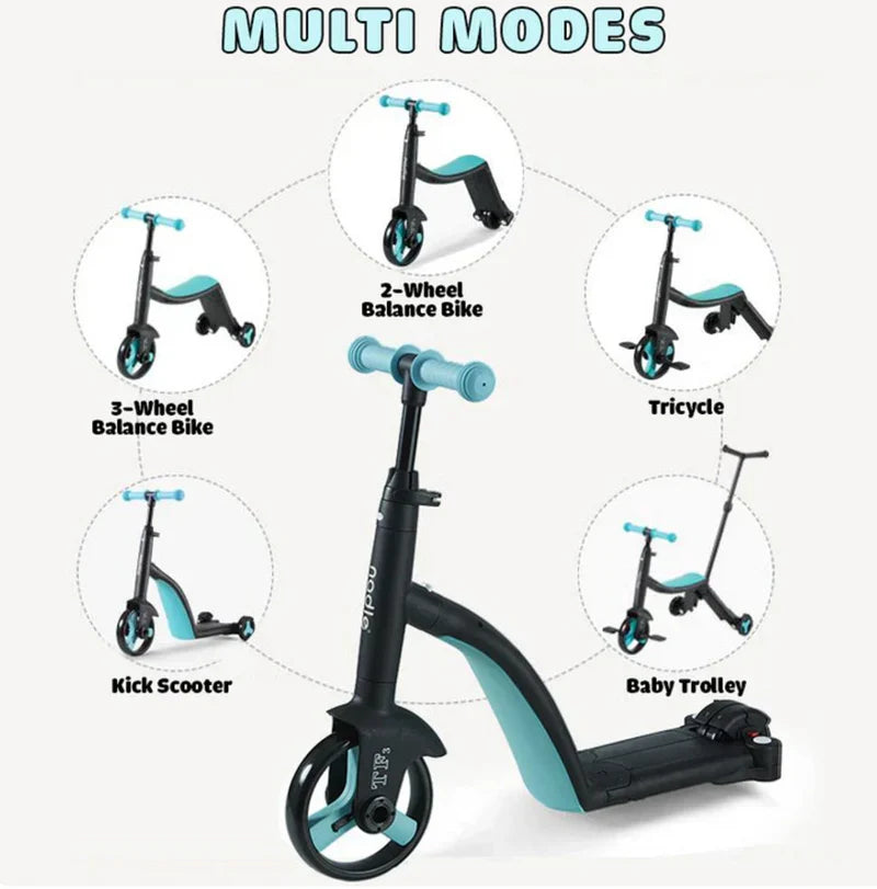 3-in-1 Kids Convertible Scooter & Balance Bike | Adjustable Baby Tricycle