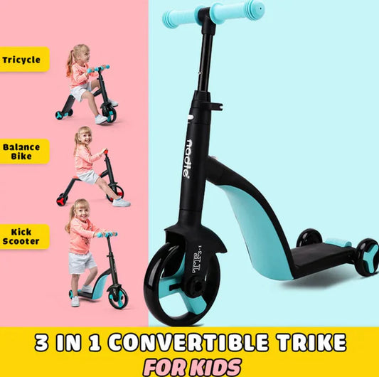 3-in-1 Kids Convertible Scooter & Balance Bike | Adjustable Baby Tricycle
